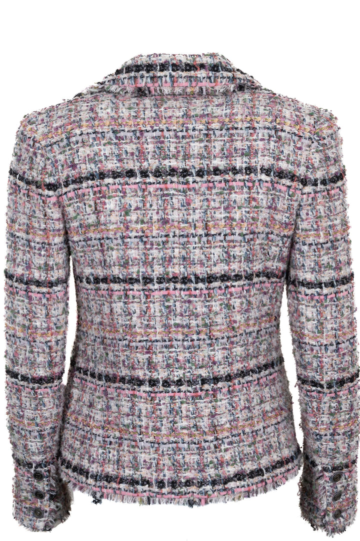 CHANEL 2005 Double Breasted Jacket Tweed Pink Multicolor