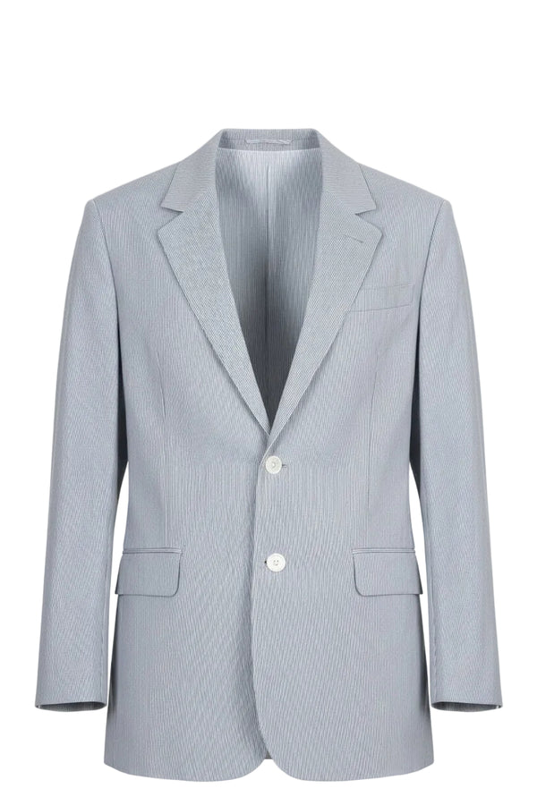 CELINE Veste Colonne Coton Rayures Blanc Bleu