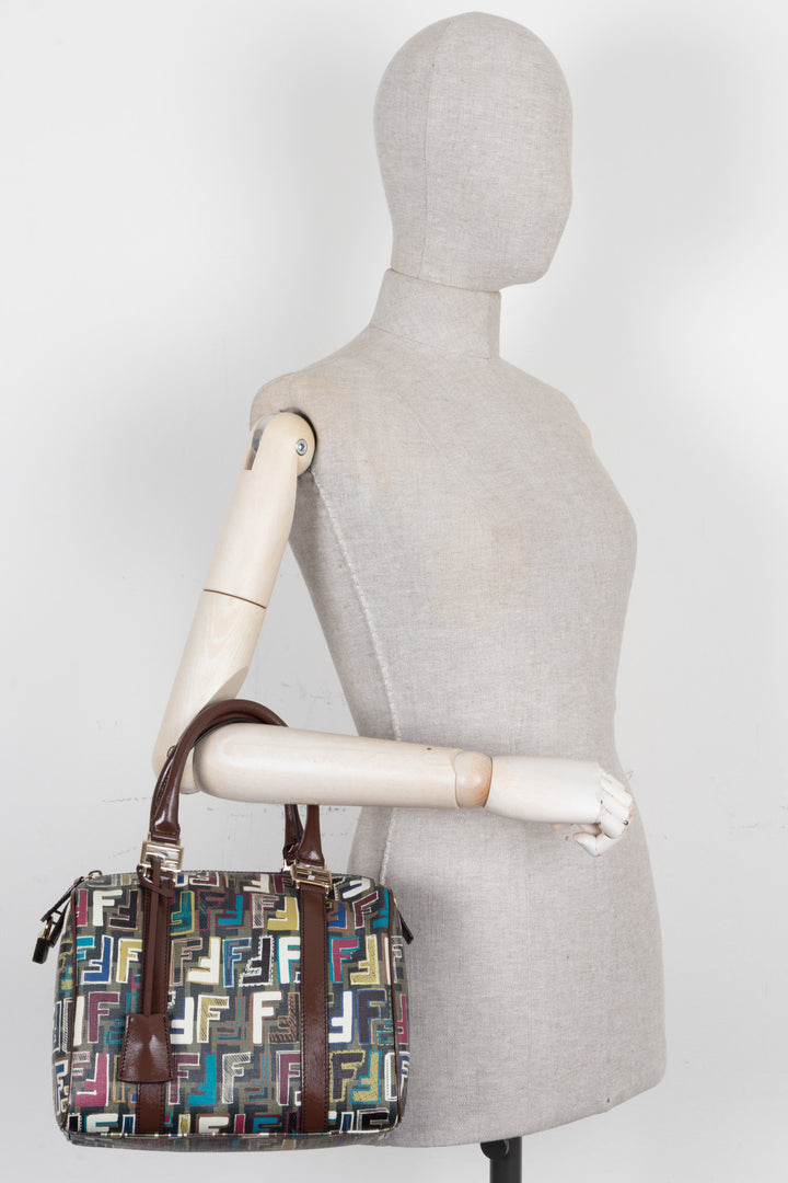 FENDI Forever Boston Bag Canvas Multicolour