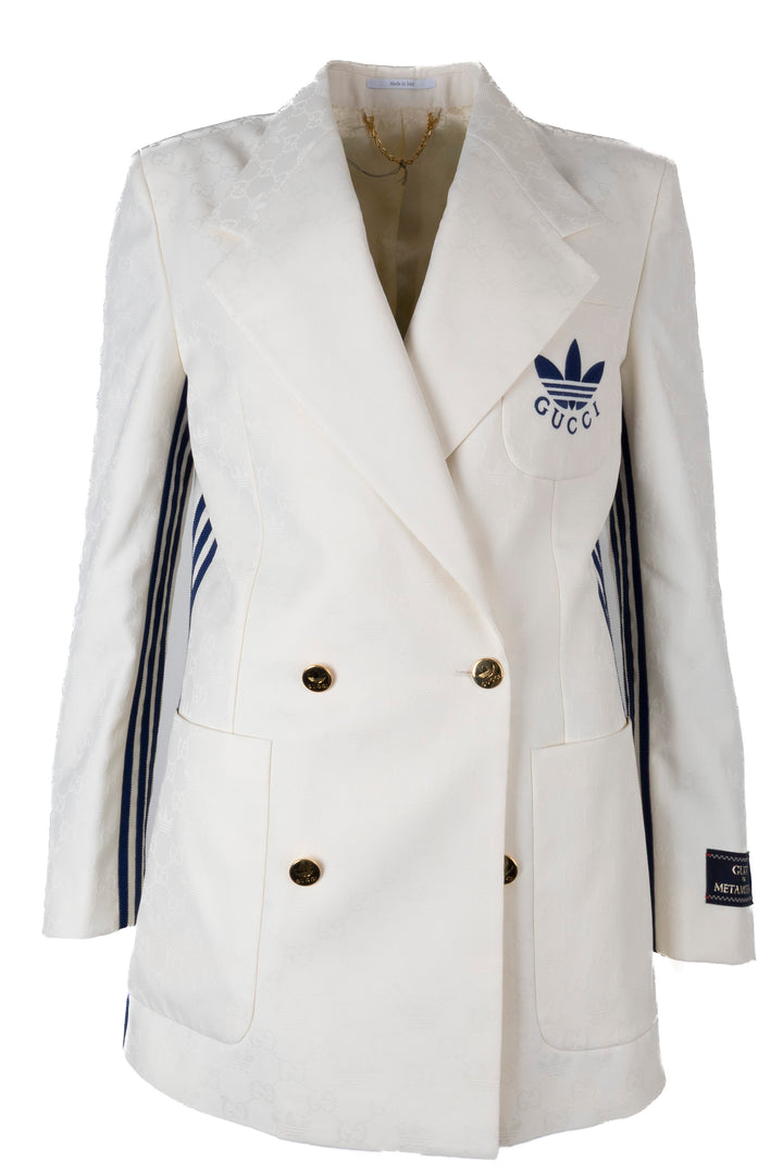 Veste blazer croisée GUCCI x ADIDAS 2022 blanche