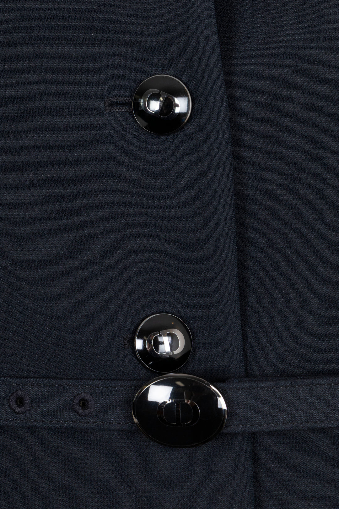 CHRISTIAN DIOR Belted Jacket Wool Silk Blue