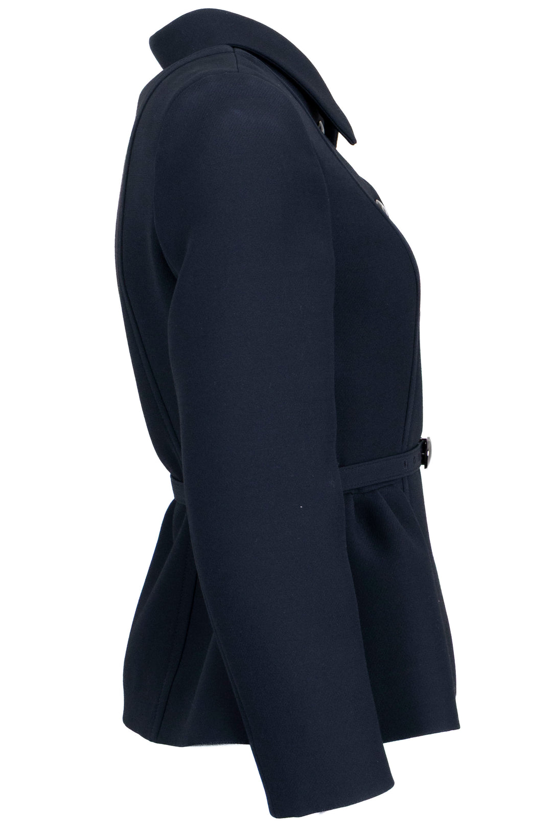 CHRISTIAN DIOR Belted Jacket Wool Silk Blue