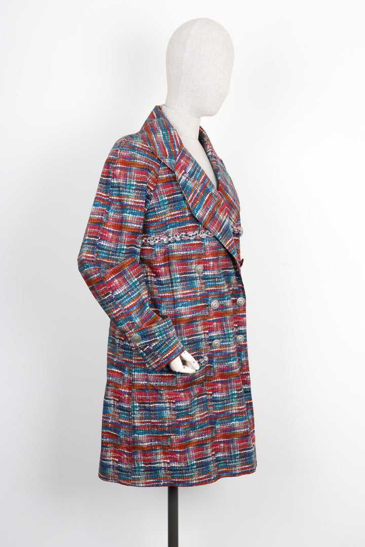 CHANEL Trench Coat Tweed Print Multicolor 2014