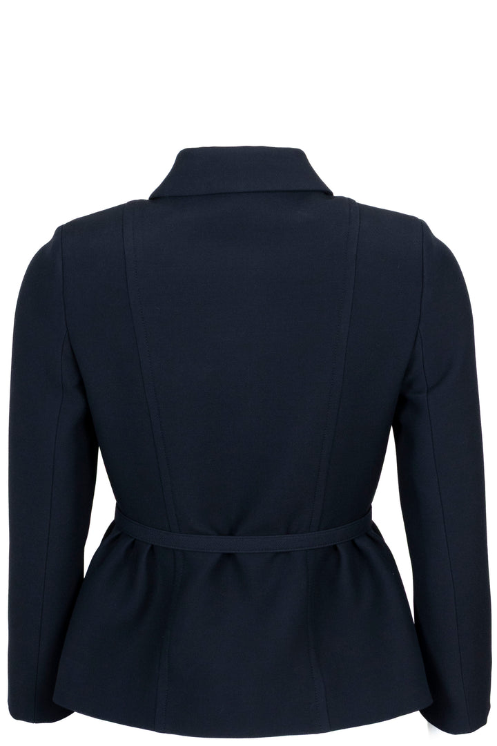 CHRISTIAN DIOR Belted Jacket Wool Silk Blue