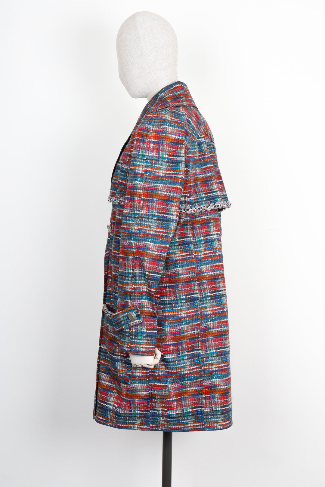 CHANEL Trench Coat Tweed Print Multicolor 2014