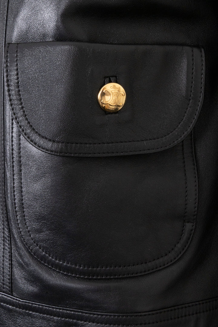 CELINE Jacket Cropped Leather Black