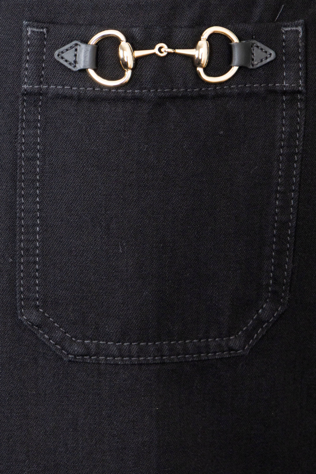 GUCCI Horsebit Midi Slit Skirt Cotton Black