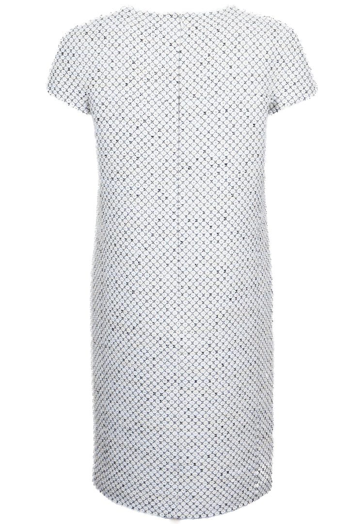 CHANEL Short Sleeve Knit Dress White Yellow Black