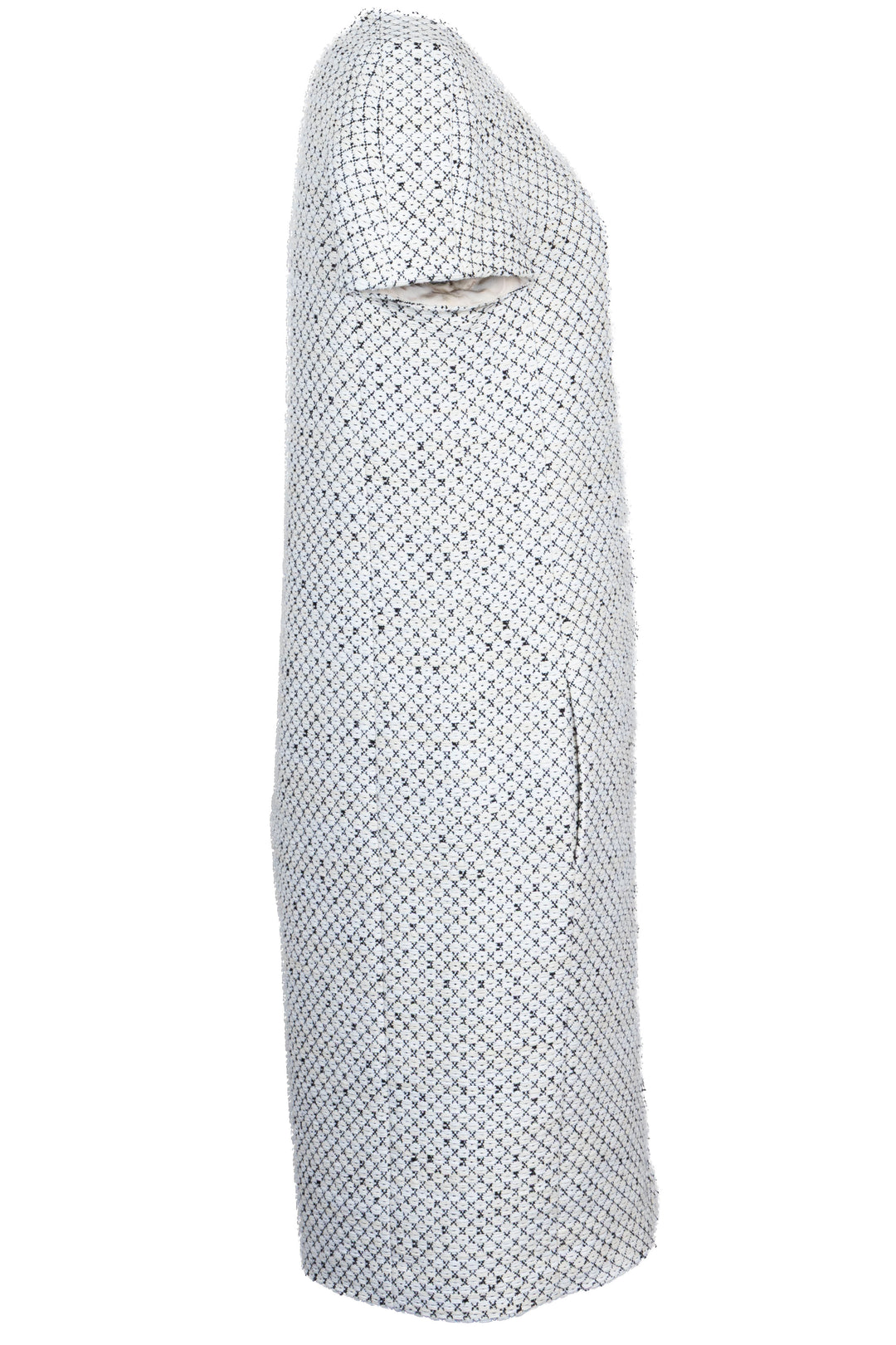 CHANEL Short Sleeve Knit Dress White Yellow Black