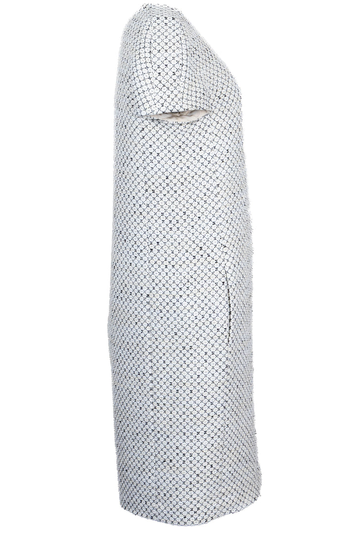CHANEL Short Sleeve Knit Dress White Yellow Black