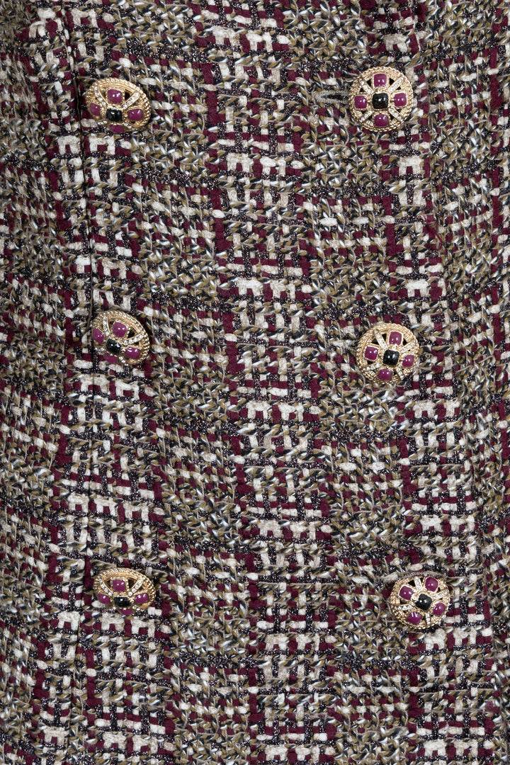 CHANEL 2013 Double Breasted Blazer Boucle Green Red