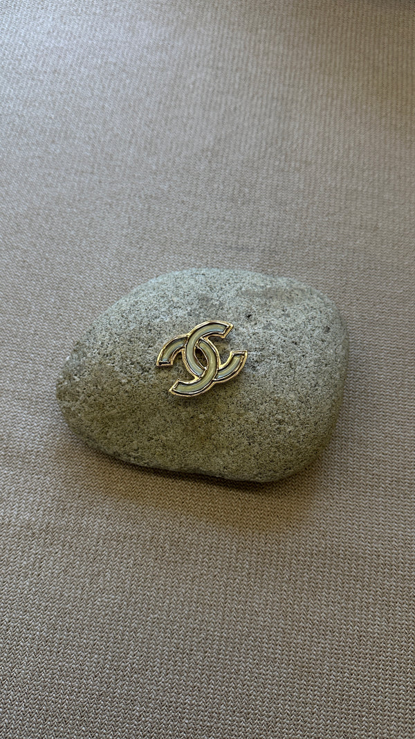 CHANEL 2013 CC Brooch Enamel Gold Sage