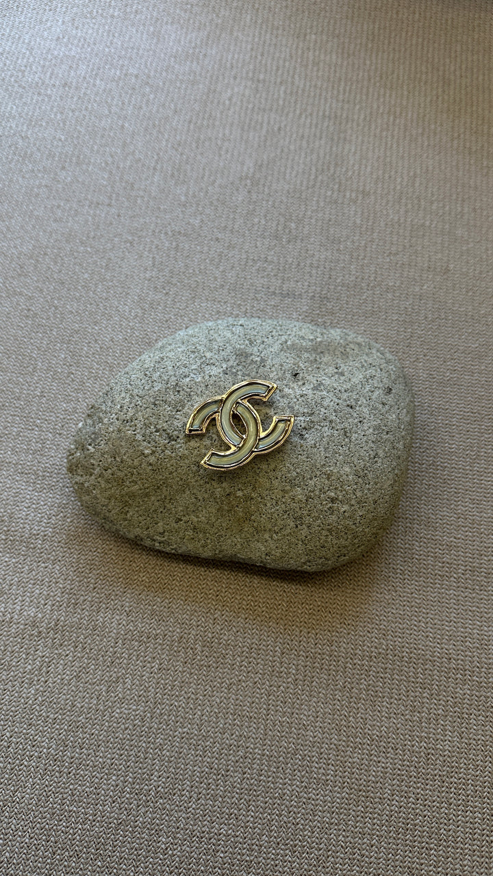 CHANEL 2013 CC Brooch Enamel Gold Sage
