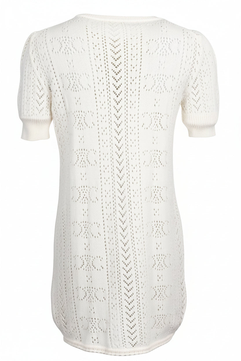 CELINE Mini Dress Triomphe Knit Cotton Cream