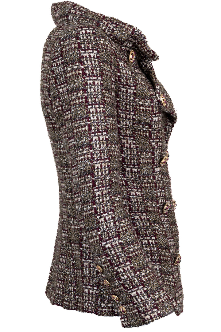 CHANEL 2013 Double Breasted Blazer Boucle Green Red