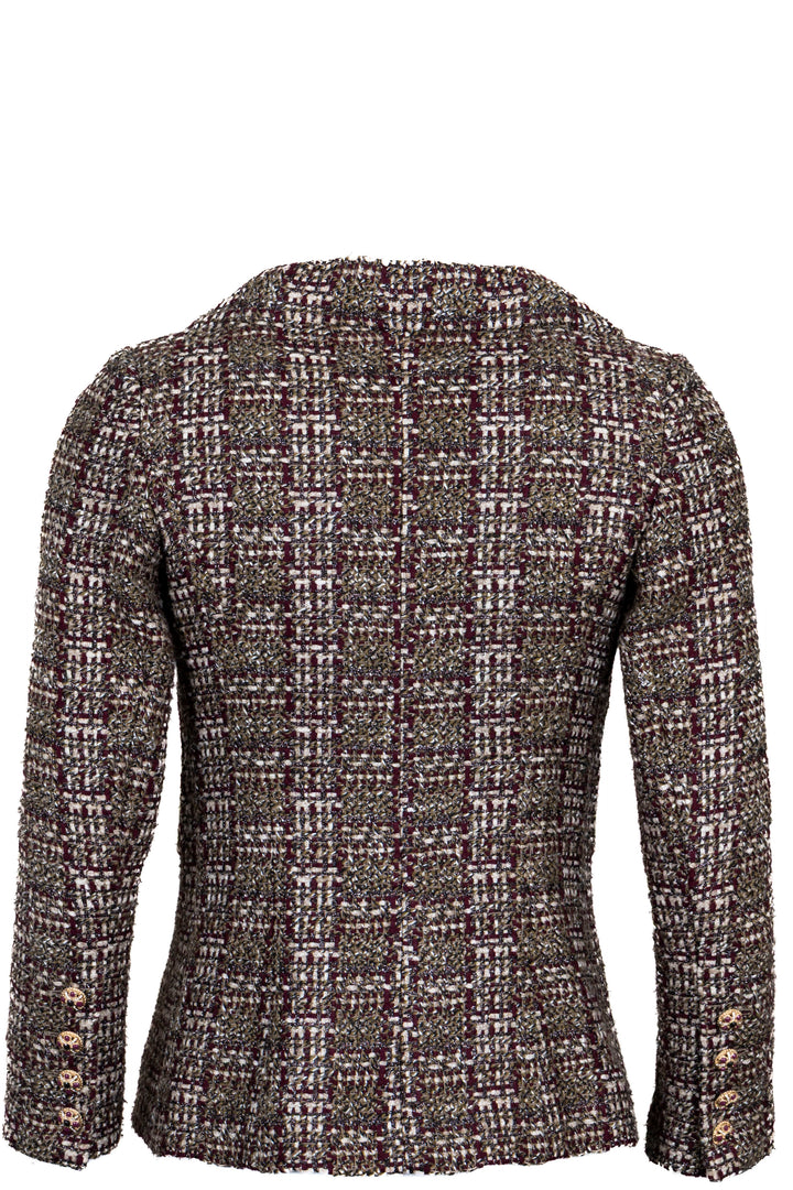 CHANEL 2013 Double Breasted Blazer Boucle Green Red