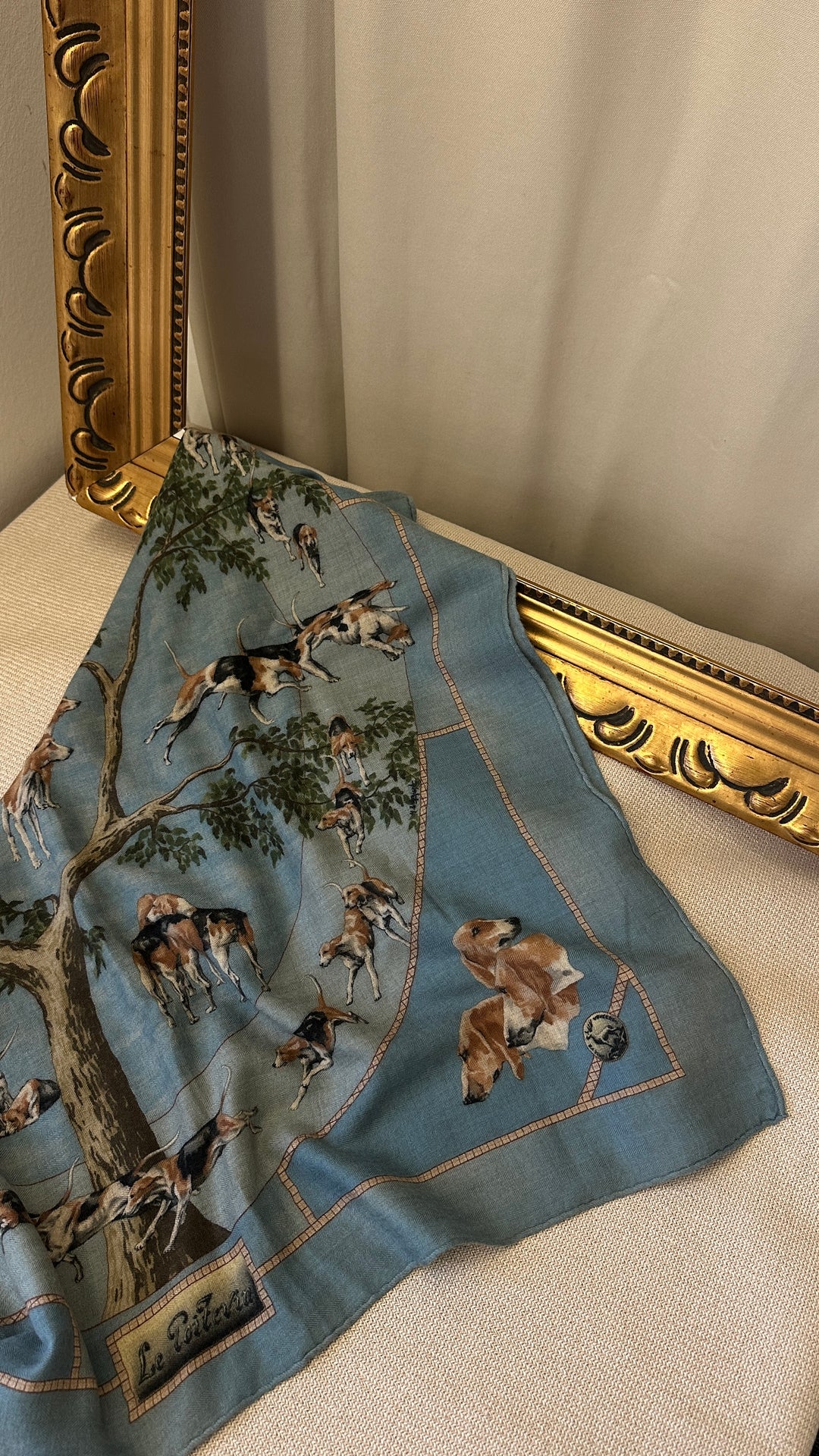 HERMÈS Le Poitevin 90 Scarf Cashmere Blue