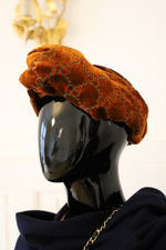 GUCCI Logo Velvet Twist Headband Bronze