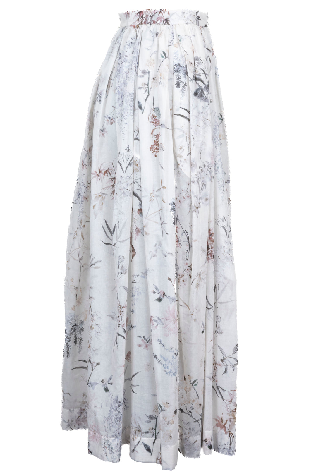 CHRISTIAN DIOR Pleated Floral Midi Skirt White