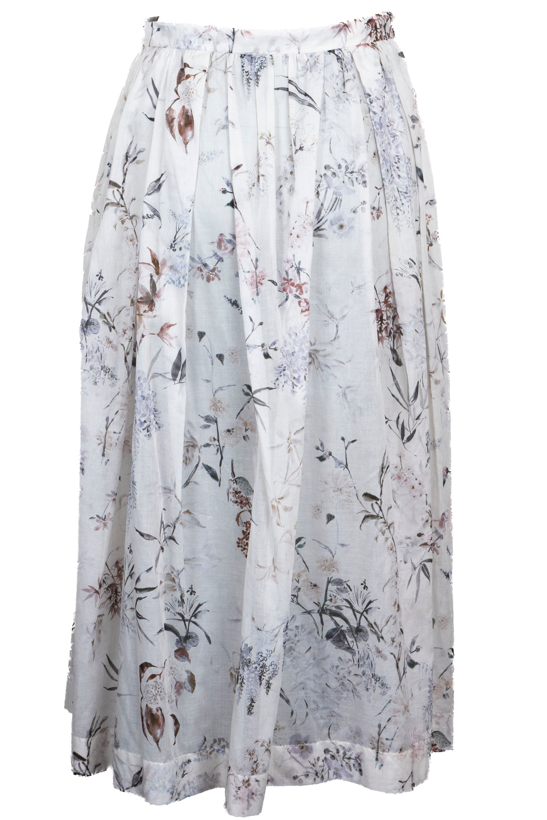 CHRISTIAN DIOR Pleated Floral Midi Skirt White