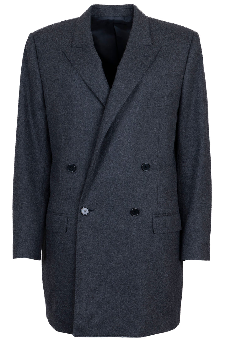 CELINE Double Breasted Long Blazer Wool Charcoal