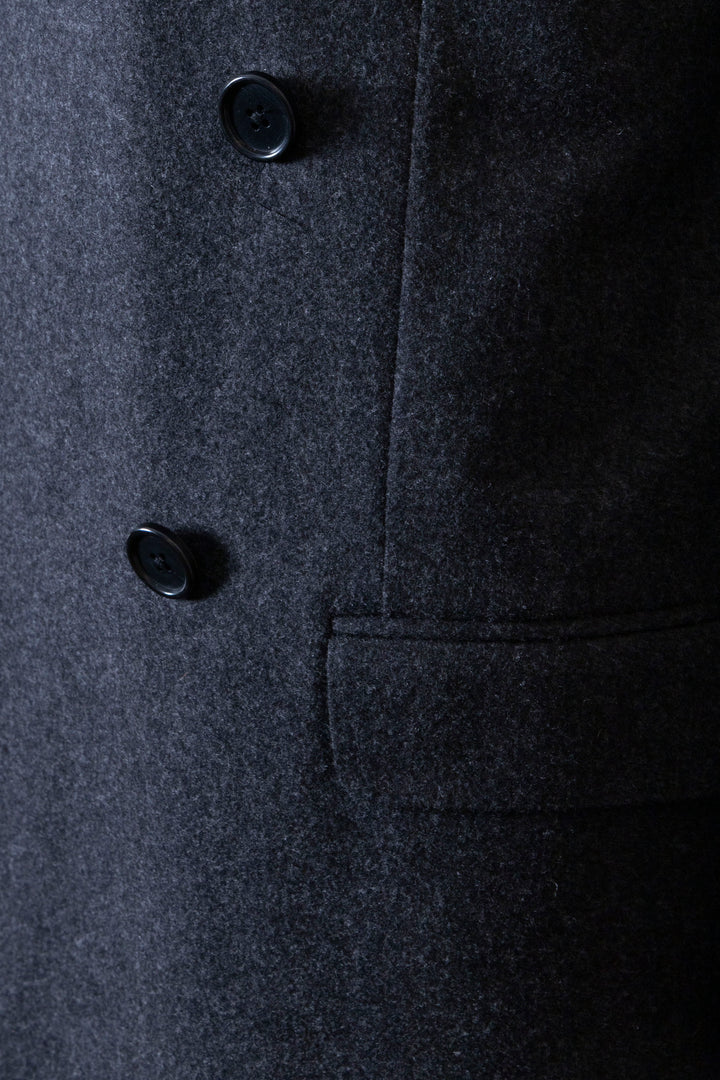 CELINE Double Breasted Long Blazer Wool Charcoal