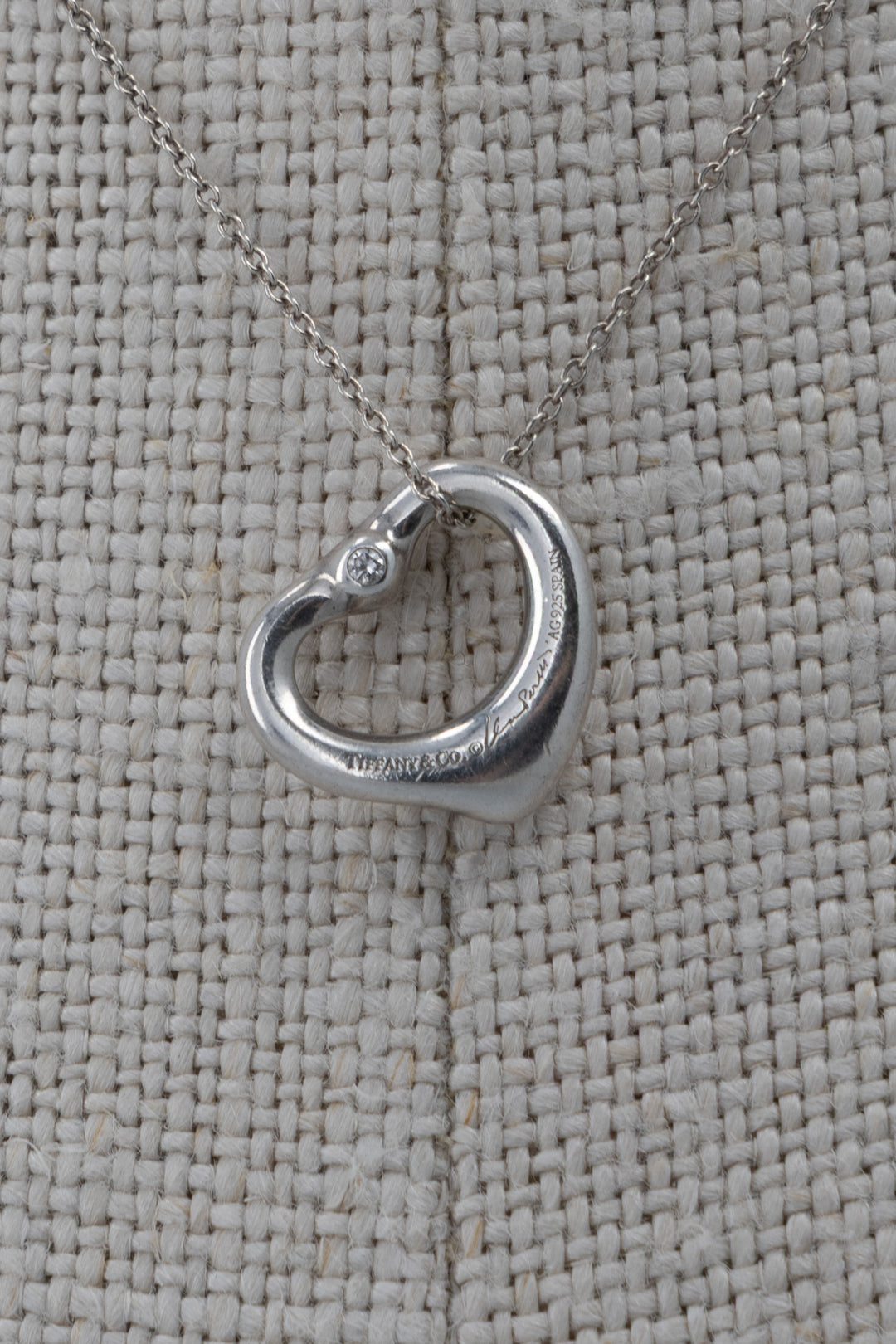 TIFFANY&CO. Elsa Peretti Open Heart Necklace Diamond Silver
