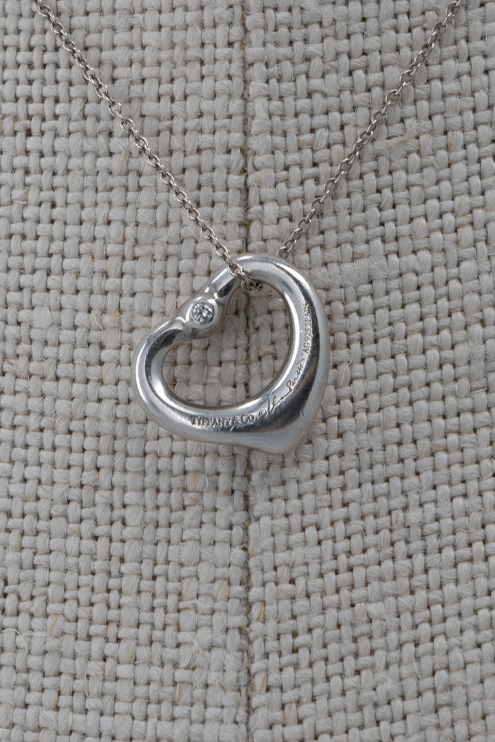 TIFFANY&CO. Elsa Peretti Open Heart Necklace Diamond Silver