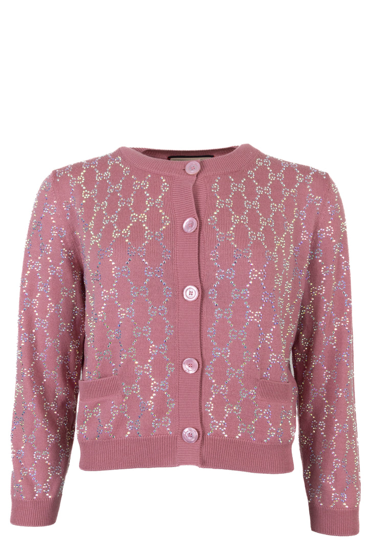 GUCCI Crystal GG Cardigan Pink