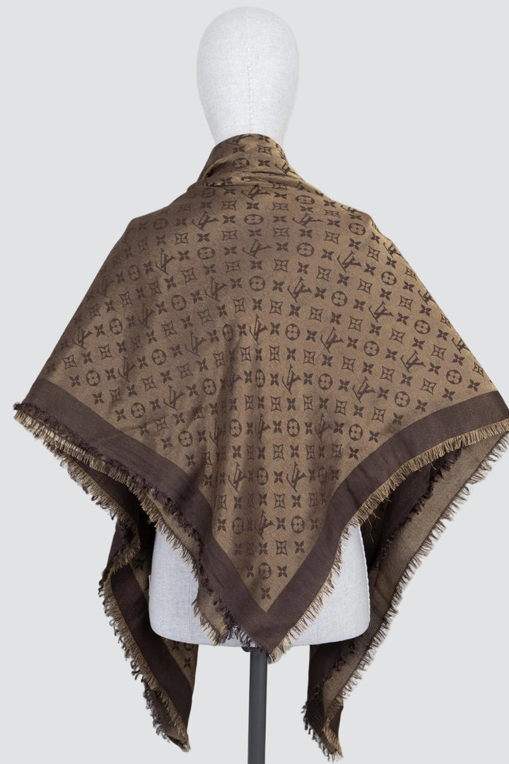 LOUIS VUITTON Scarf Monogram Silk Gold