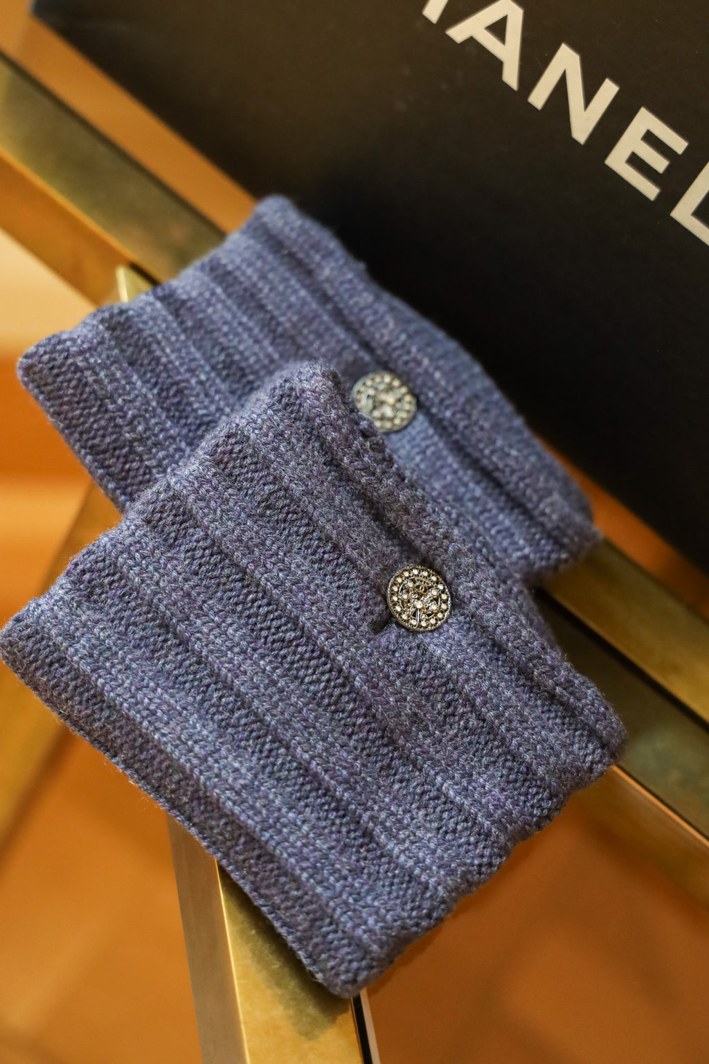 CHANEL Knit Warmers Purple