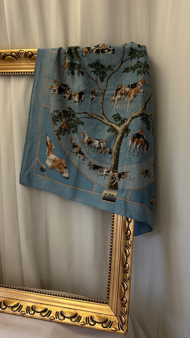 HERMÈS Le Poitevin 90 Scarf Cashmere Blue