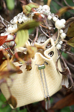 JIMMY CHOO Mini Bon Bon Bucket Bag Raffia Natural