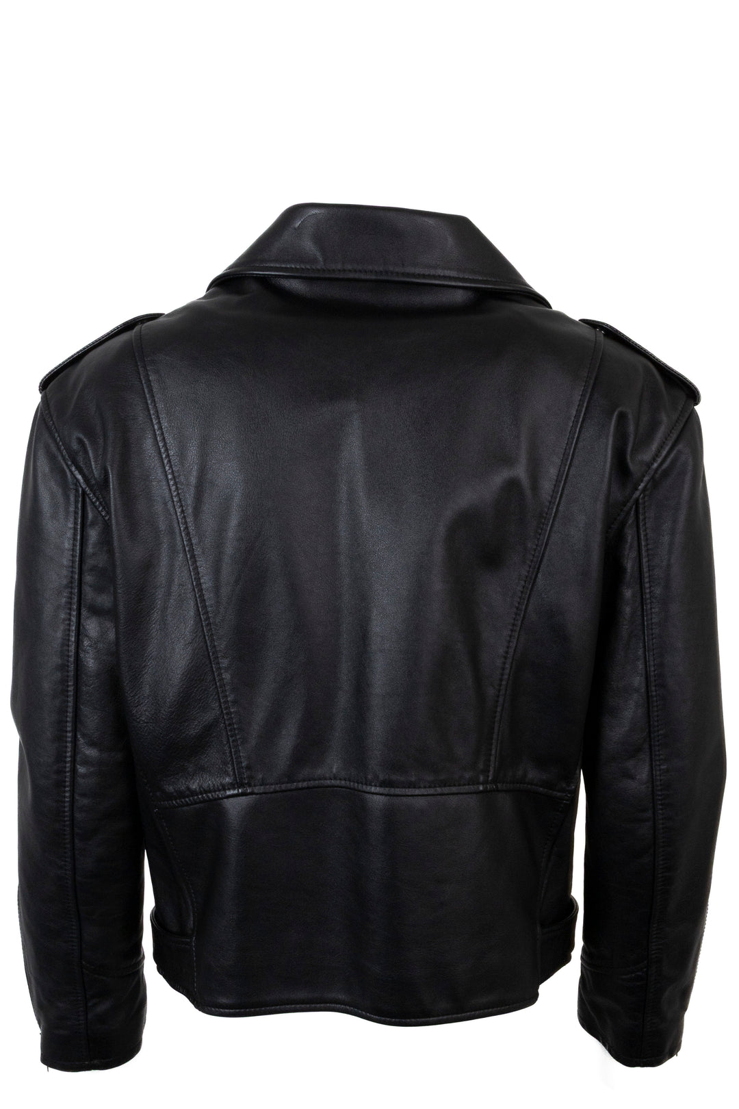 CELINE Triomphe Button Belted Biker Leather Jacket Black