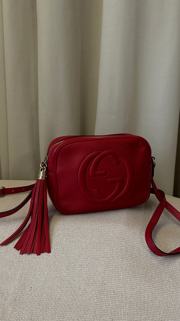 GUCCI Soho Tassel Disco Bag Red