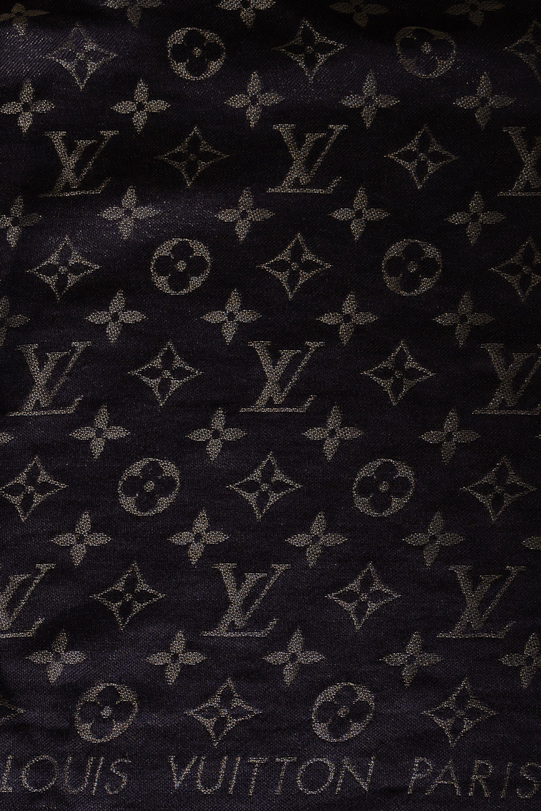 LOUIS VUITTON Scarf Monogram Silk Gold