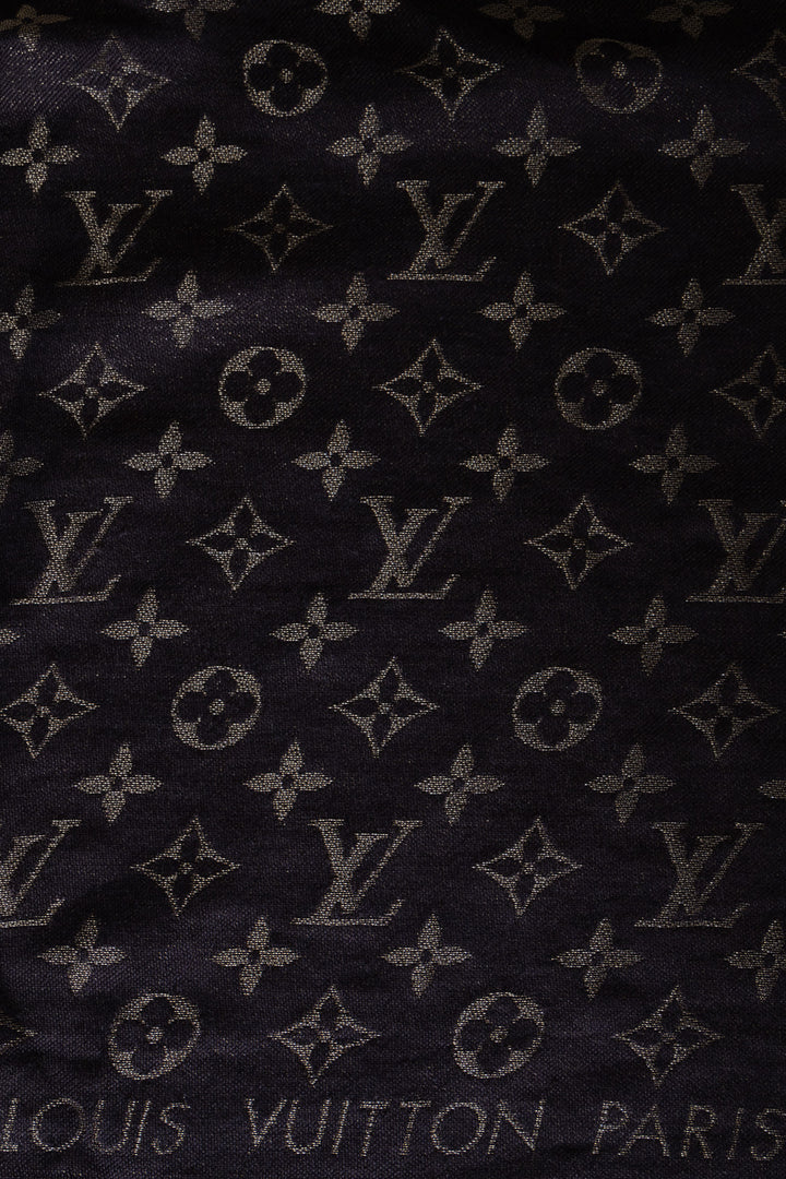 LOUIS VUITTON Scarf Monogram Silk Gold