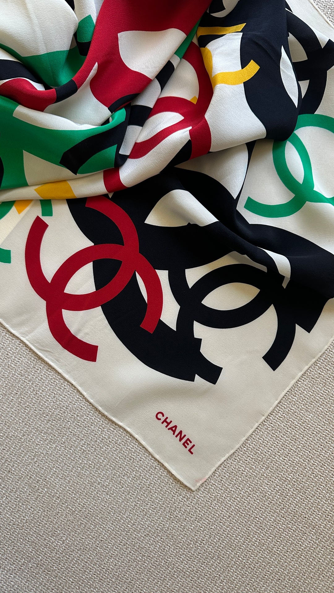 CHANEL Rainbow CC 90 Silk Scarf