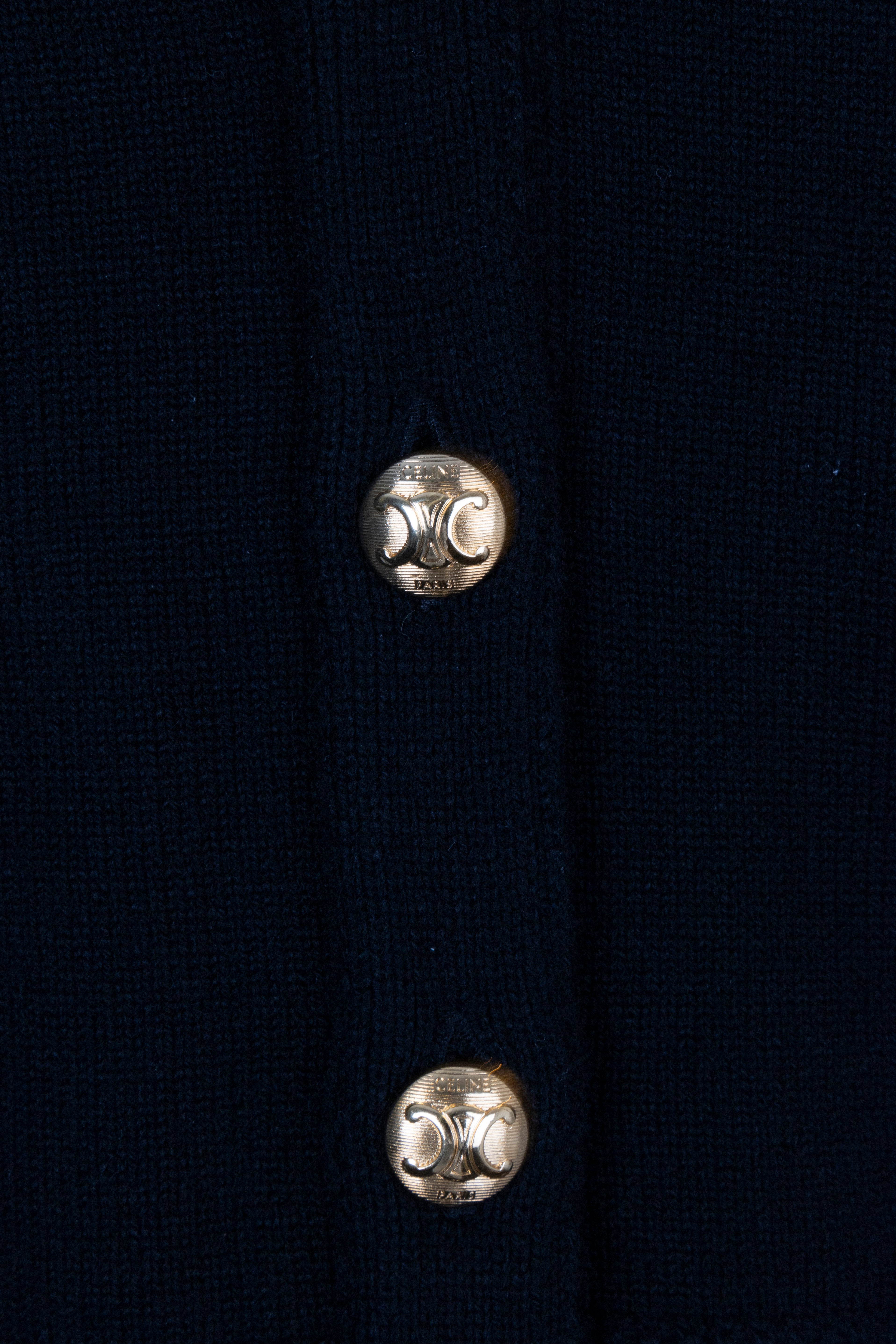 CELINE Triomphe Knit Cardigan Black Gold Cashmere – REAWAKE