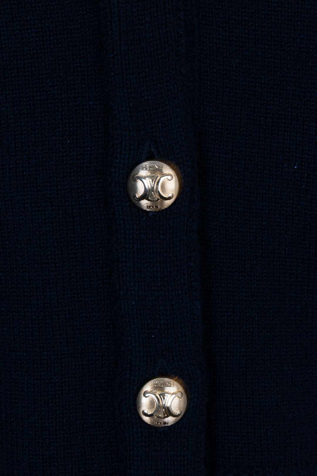 CELINE Triomphe Knit Cardigan Black Gold Cashmere