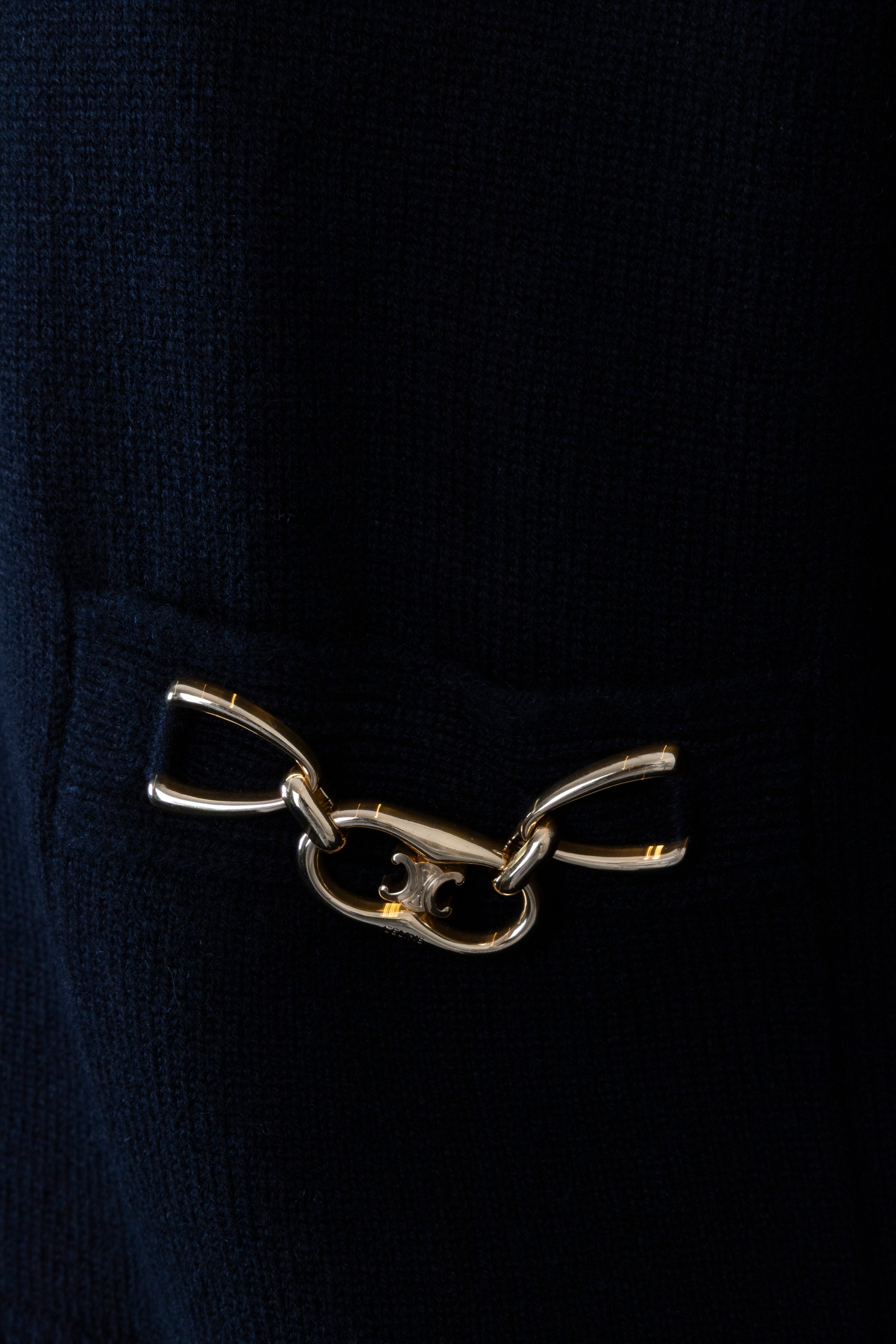 CELINE Triomphe Knit Cardigan Black Gold Cashmere – REAWAKE