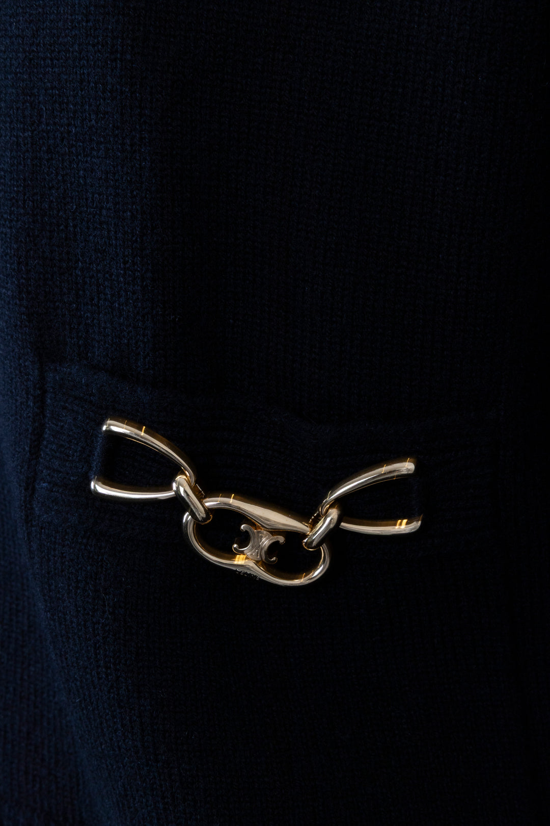 CELINE Triomphe Knit Cardigan Black Gold Cashmere