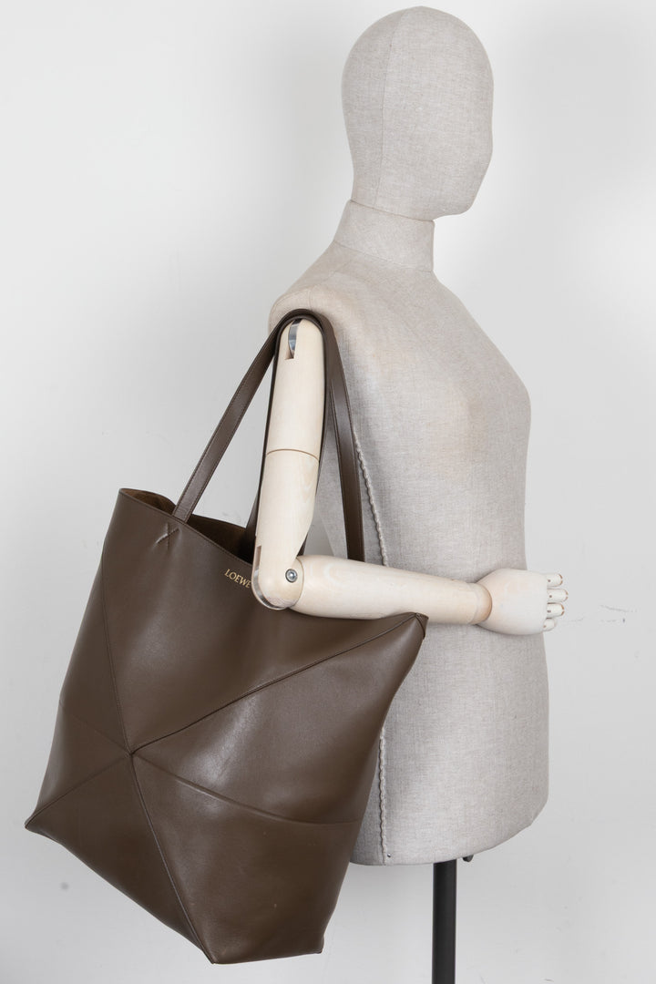 LOEWE Medium Horizontal Puzzle Fold Tote Taupe