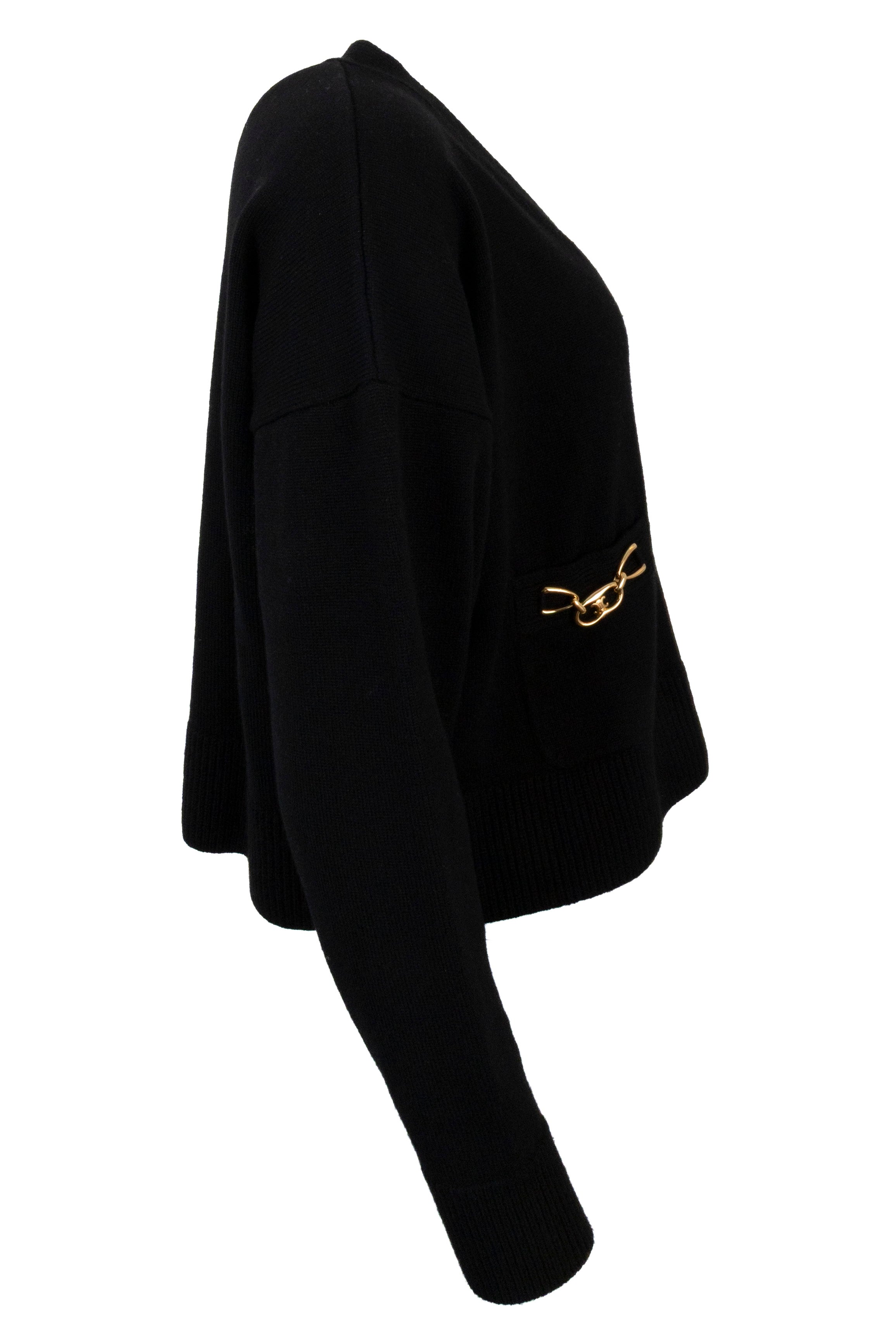 CELINE Triomphe Knit Cardigan Black Gold Cashmere – REAWAKE