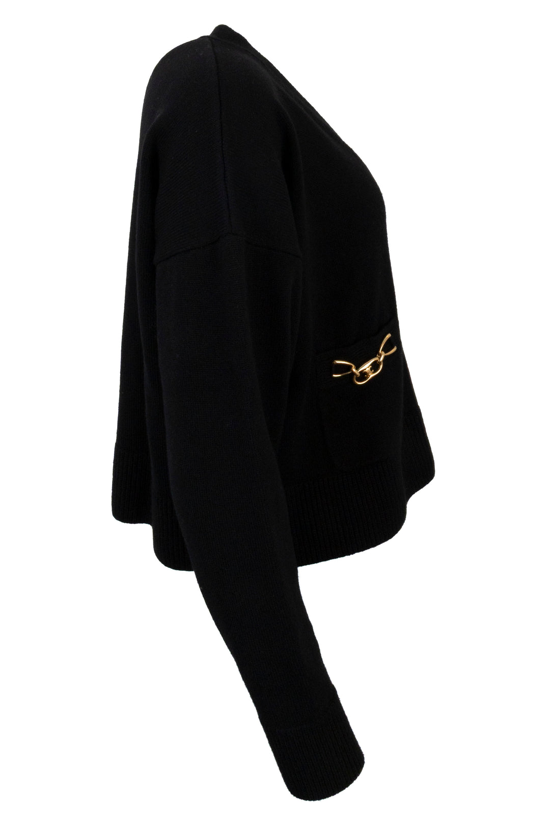 CELINE Triomphe Knit Cardigan Black Gold Cashmere