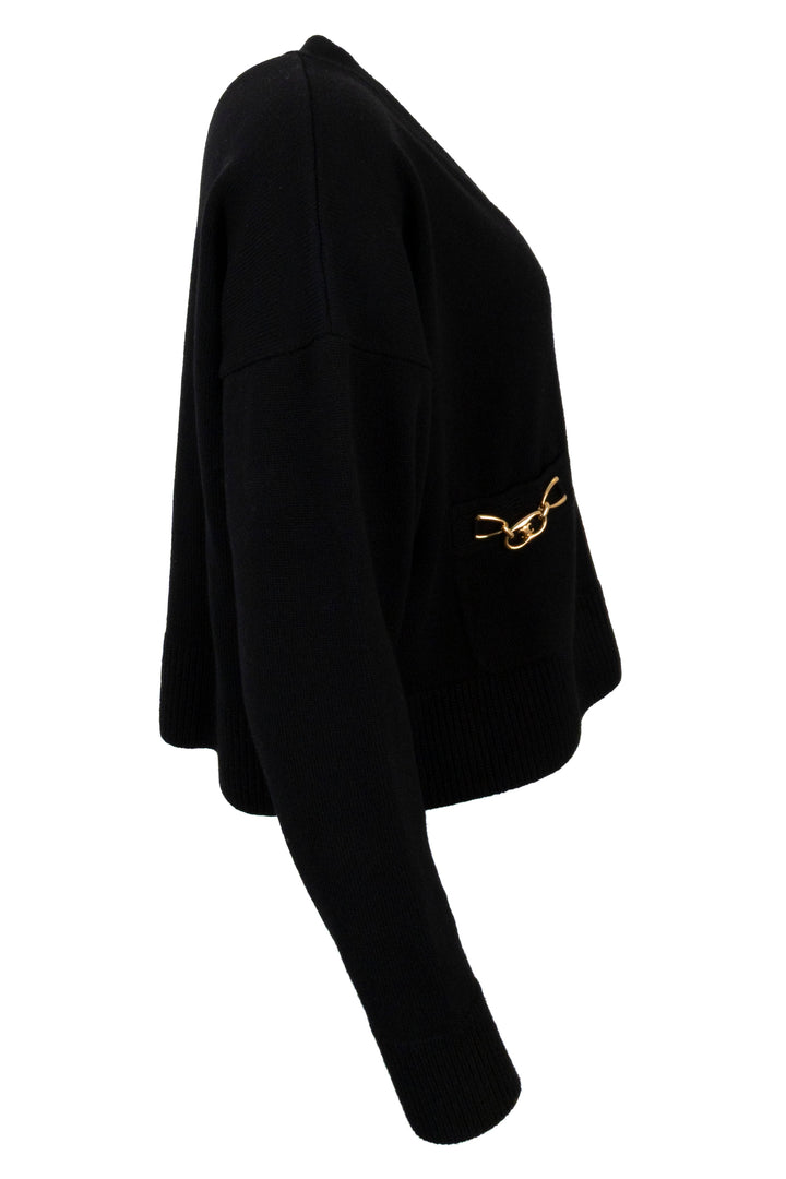 CELINE Triomphe Knit Cardigan Black Gold Cashmere
