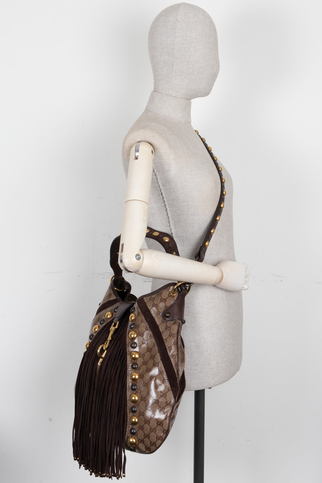 Sac hobo frangé GUCCI GG Babouska en toile