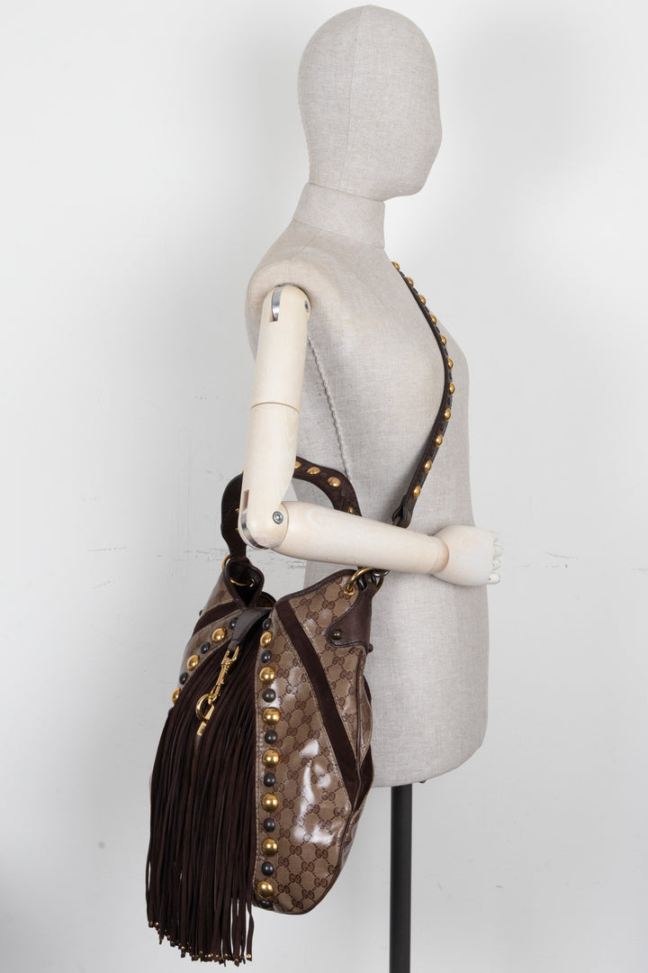 Sac hobo frangé GUCCI GG Babouska en toile