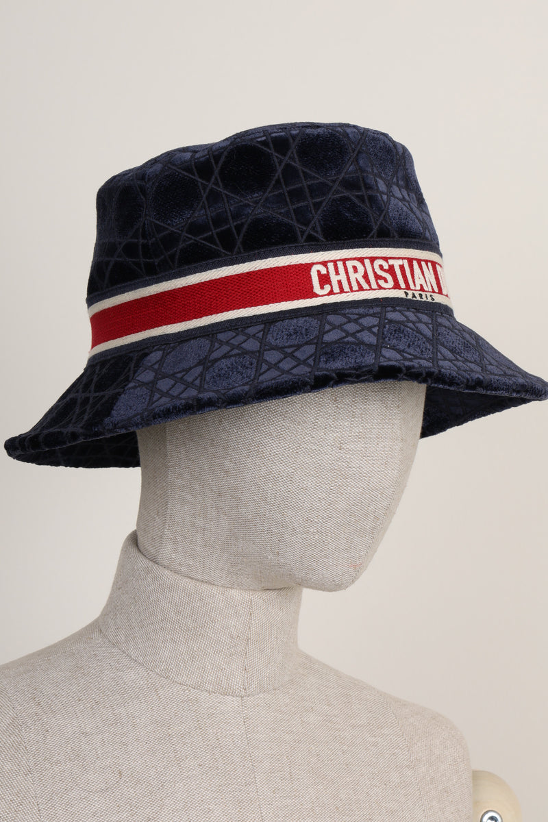 CHRISTIAN DIOR Teddy B Bucket Hat Cannage Velvet Blue