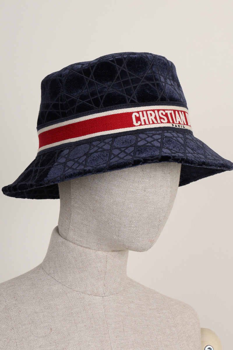 CHRISTIAN DIOR Teddy B Bucket Hat Cannage Velvet Blue